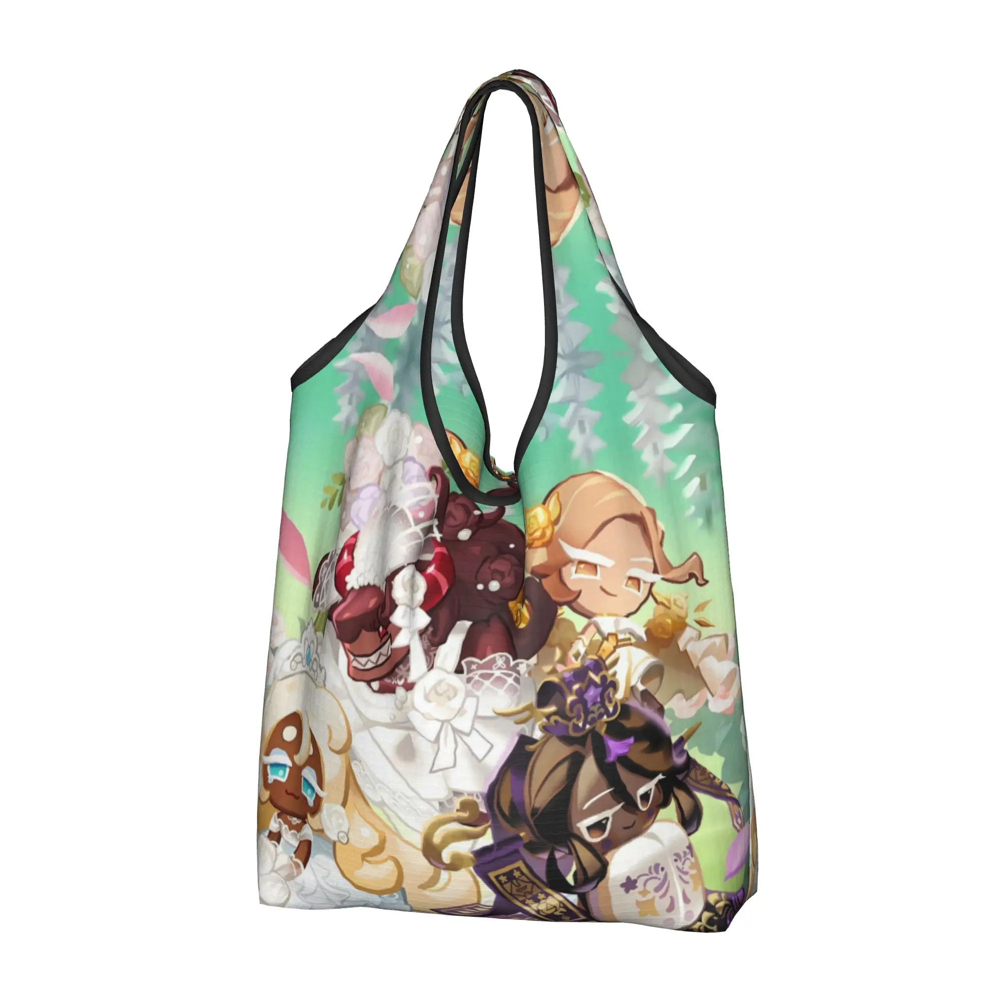 Custom Anime Cookie Run Kingdom Game  Shopping Bag Women Portable Big Capacity Groceries Cartoon  Tote Shopper Bags