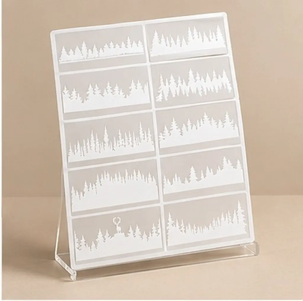 10Pcs Holiday Tree Stencils Reusable Painting Templates for Walls Canvas Furniture DIY Art Murals Greeting Cards Craft Projects
