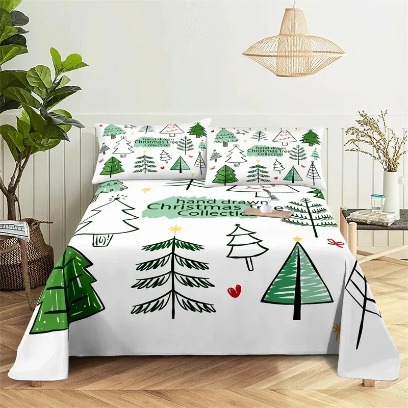 Natal conjunto de lençóis de desenho animado papai noel capa de colchão com elástico gêmeo completo queen king size para crianças meninos roupa de cama