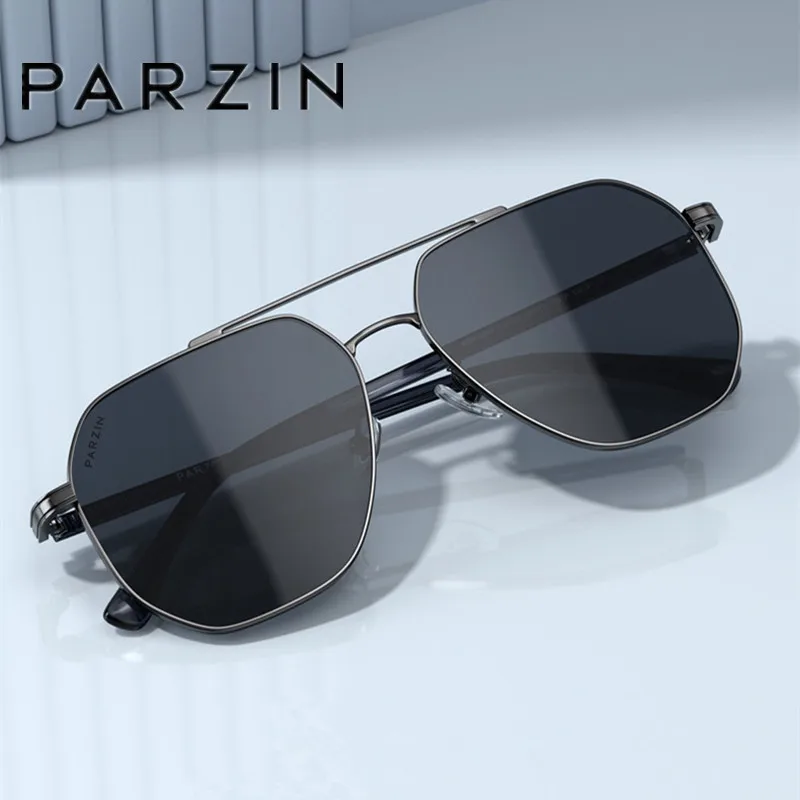 

PARZIN Polarized Men Sunglasses Pilot Alloy Frame Driving Sun Glasses Male Nylon Lens Shade Eyewear 8357