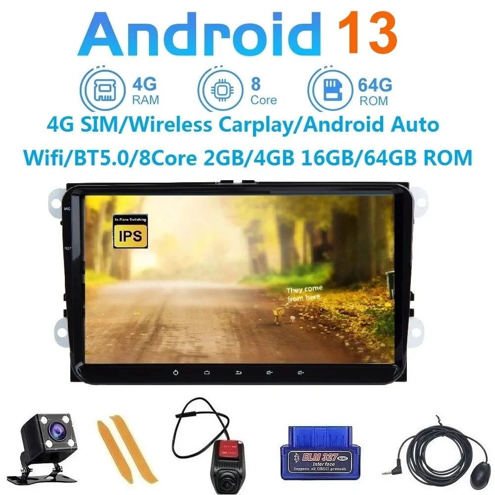 

4G SIM Android 13 For VW/Volkswagen/Golf/Polo/Tiguan/Passat/leon/Skoda/Octavia Car Multimedia Player GPS Navigation Auto Radio