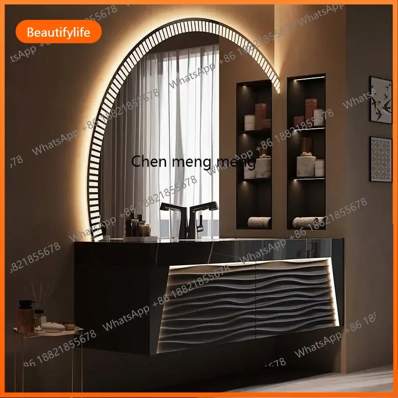 New hotel wind rock slab seamless basin bathroom basin cabinet combination bathroom wash table integrated