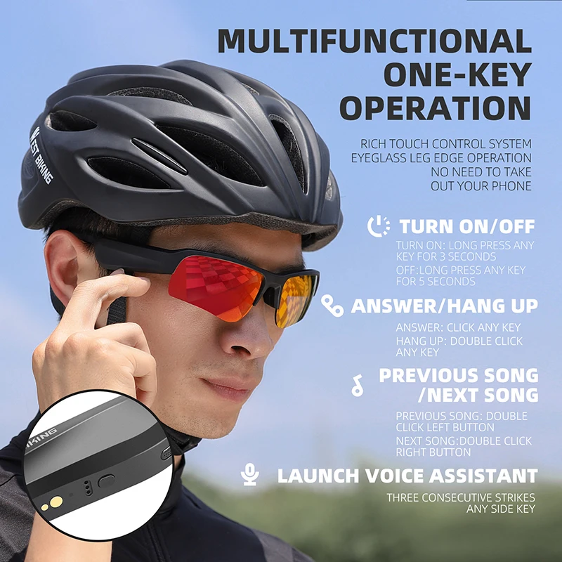 WEST BIKING Cycling Glasses Wireless Bluetooth 5.3 Sunglasses Headset Telephone Driving MP3 Riding Cycling Eyewear UV400 Goggles