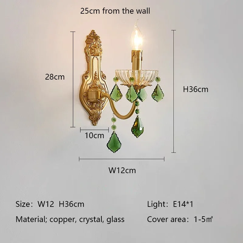 Franse retro kristallen kroonluchters, geschikt voor de woonkamer, eetkamer, slaapkamer en studeerkamer, luxe hanglampen met kaarsen, groene kristallen hanglamp.