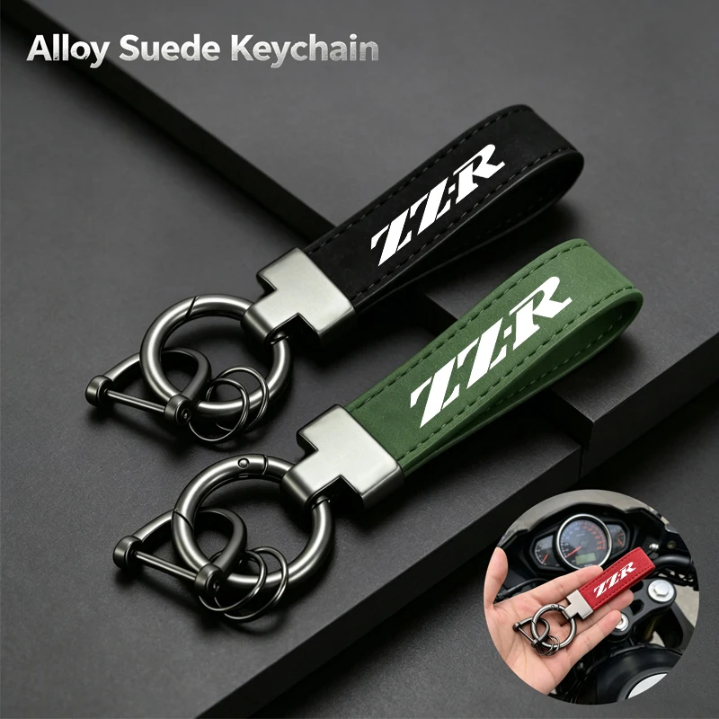 Für Kawasaki ZZR250 ZZR600 ZZR1200 ZZR1400 ZZR 250 600 Zubehör Deluxe Fashion Wildleder Schlüsselanhänger Hufeisenschnalle Motorradschlüssel