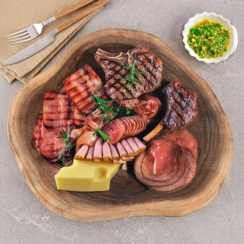 صينية تقديم مصنوعة يدويًا من الخشب الصلب، شكل غير منتظم من الحبوب الطبيعية الفريدة، لوح الجبن الريفي ولوحة شريحة لحم