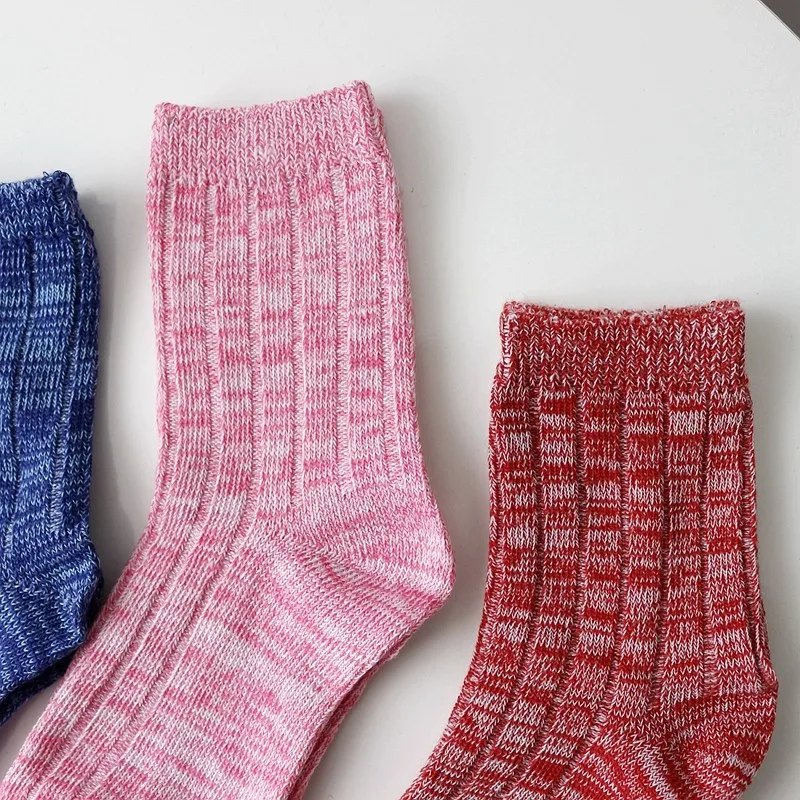 Meias grossas de algodão para mulheres, meias estilo nacional, outono e inverno, 5 pares por lote