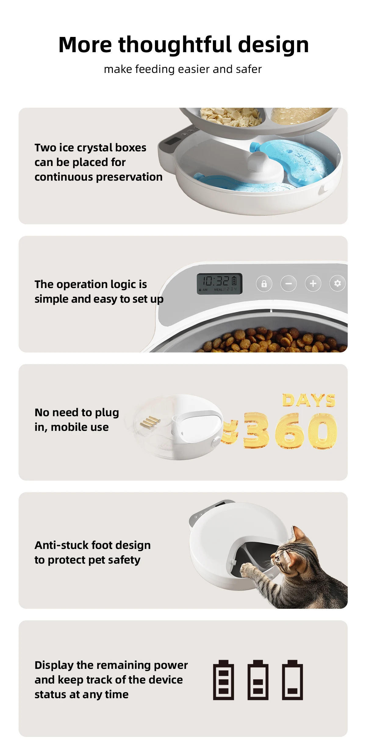 4 Meals Freshness Dry Wet Food Automatic Pet Feeder Cat Smart Feeding Dog Food Dispenser Button Timing Cat Dog Slow Feeding Bowl
