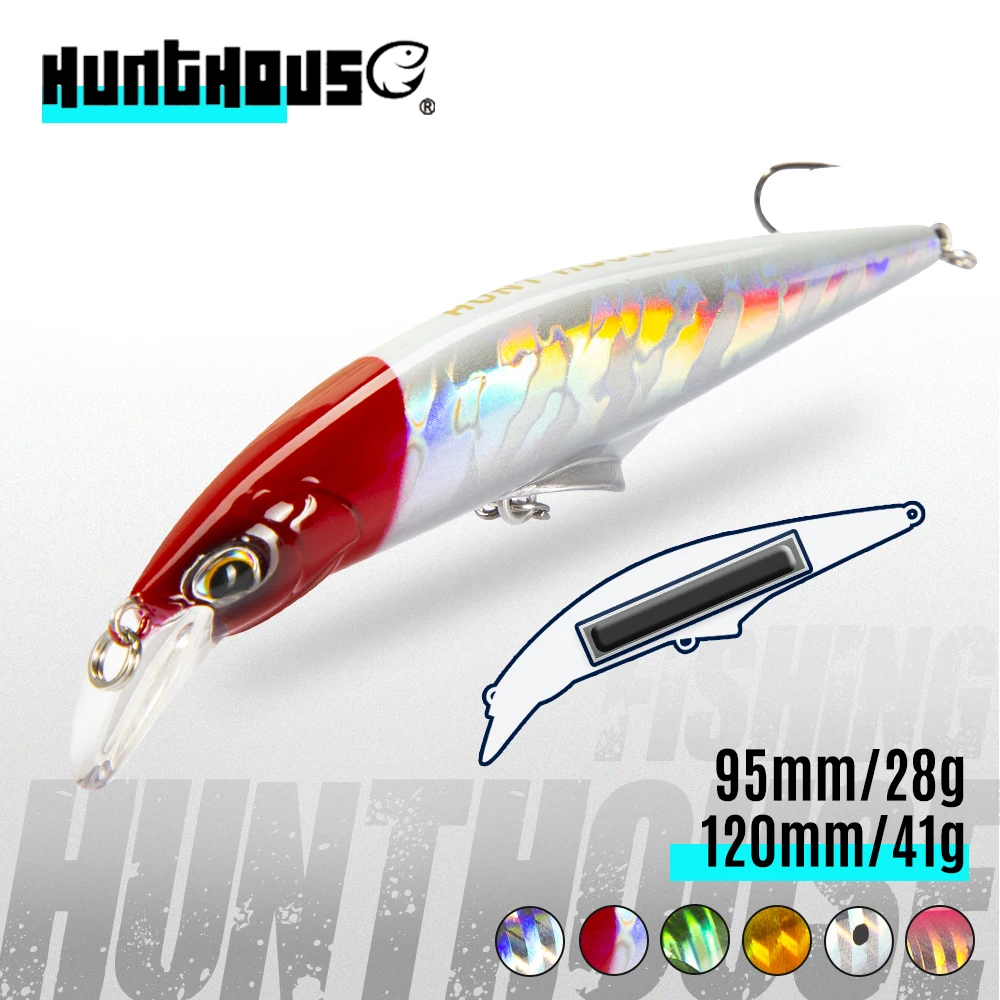Hunthouse Original G-control Minnow Wobblers Fishing Lure Sinking Slow Hard Bait 95mm 28g Saltwater For Trout Fish Tackle LW403