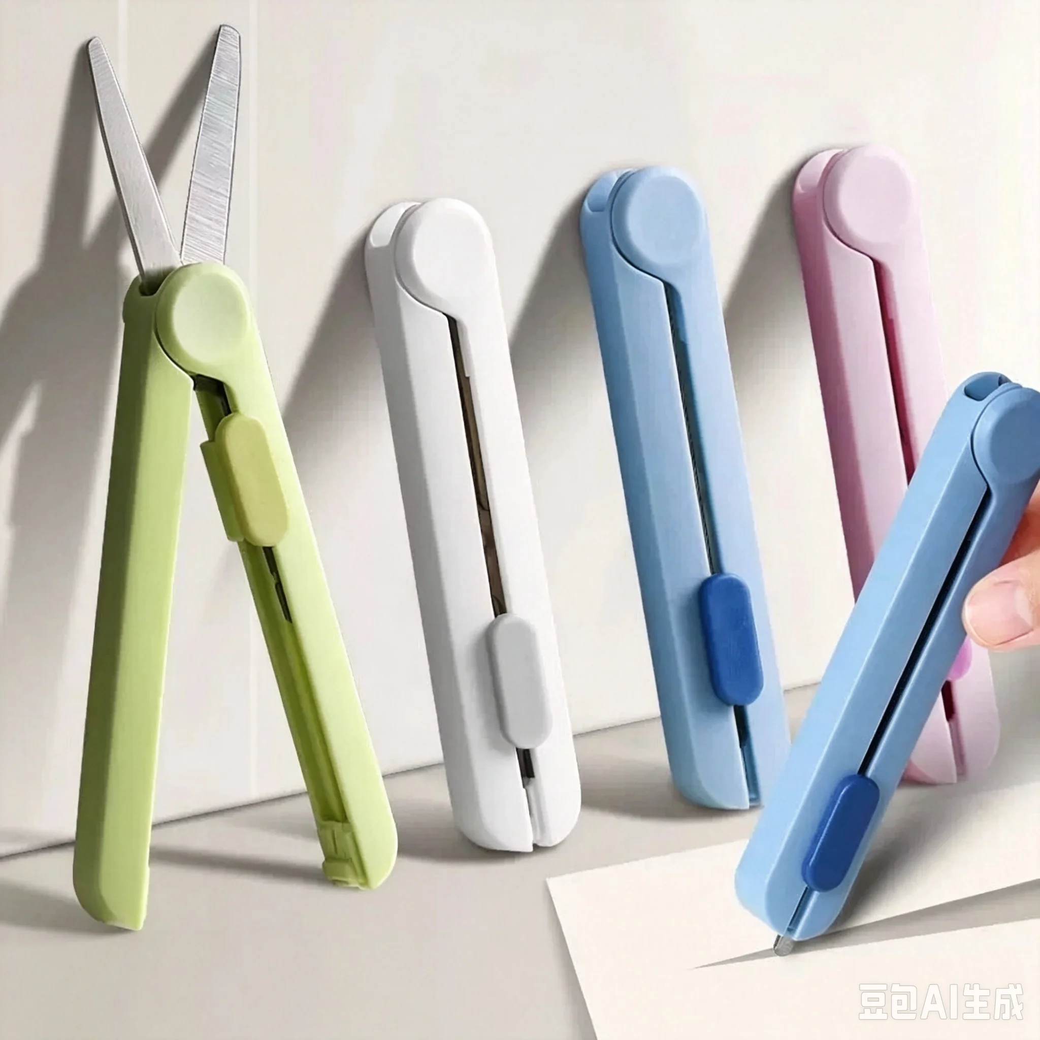 Deli Mini Folding Scissors Portable Creative Pen-Style Design DIY Paper-Cutting Art Tool School Office Supplies