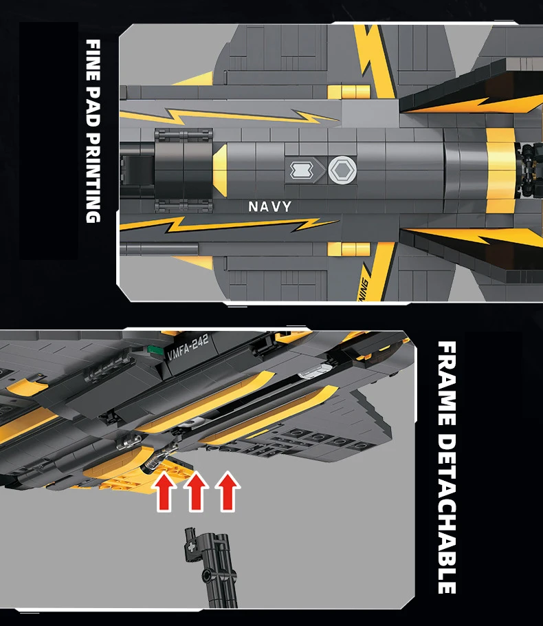 US F35B Lightning II Kampfflugzeug Militärisches Bausteinmodell Nighthawk F-117A Angriff Flugzeug Konstruktions-Bausteine Spielzeug – Detail 6