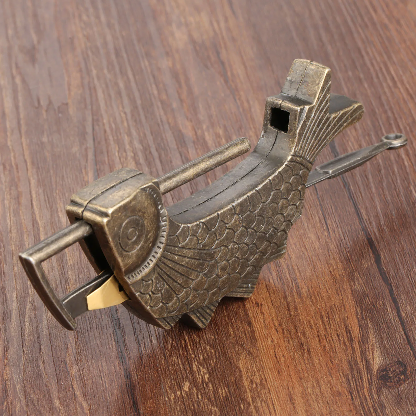 11.7cm Antique Bronze Old Chinese Hasps Lock Jewelry Wooden Box Padlock for Suitcase Drawer Cabinet Hardware Furniture Decor