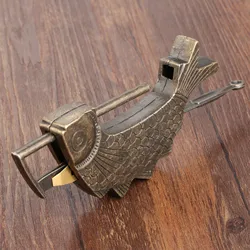 11.7cm Antique Bronze Old Chinese Hasps Lock Jewelry Wooden Box Padlock for Suitcase Drawer Cabinet Hardware Furniture Decor