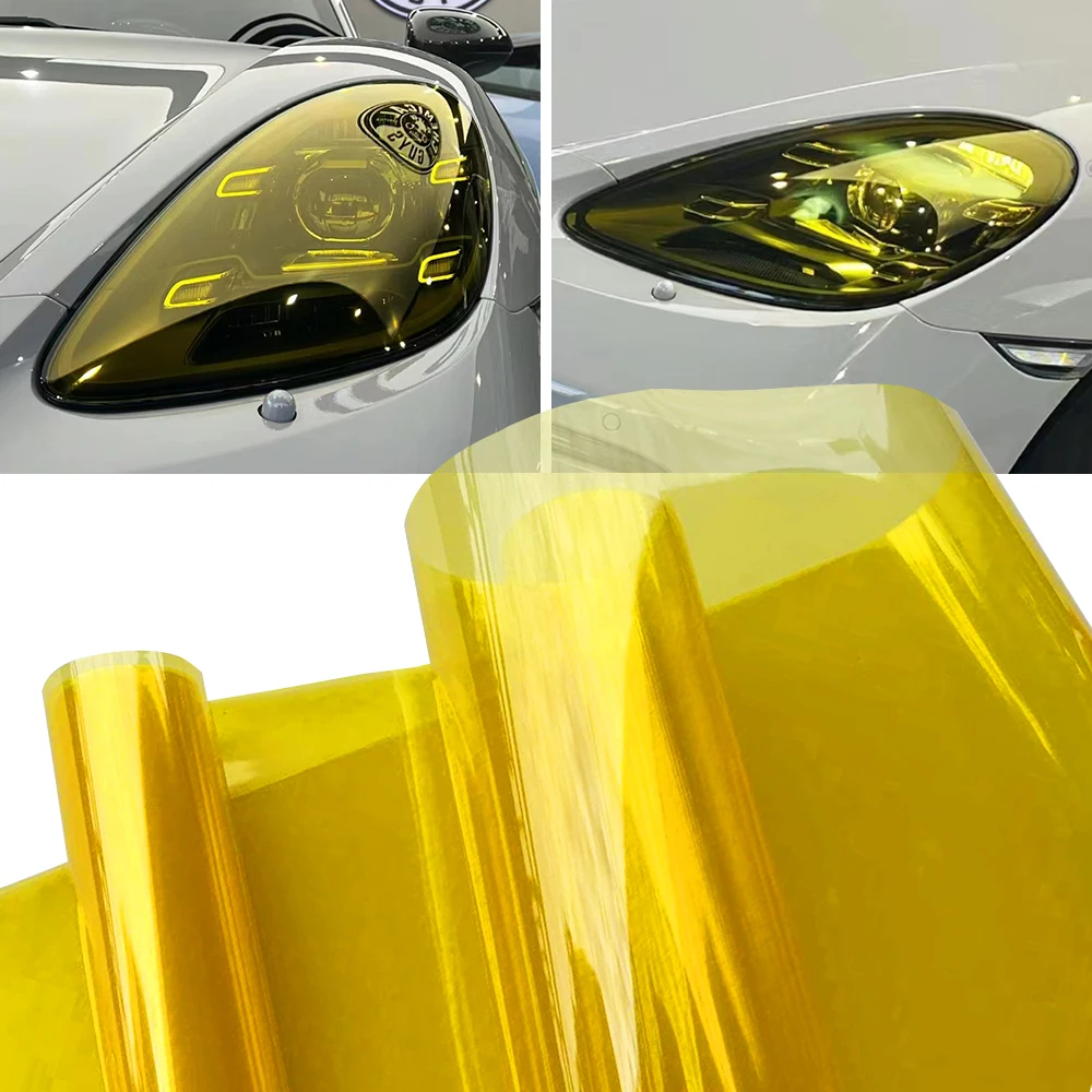 Vinilo Adhesivo para Faros Delanteros y Traseros de Automóviles, Color Amarillo, Fácil de Pegar, Impermeable, para Decoración de Motocicletas y Automóviles
