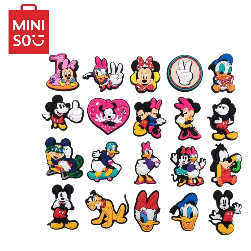 

Miniso 20 piece Mickey Mouse series shoe stick set, suitable for building blocks, bubble slides, sandals, PVC shoe accessories
