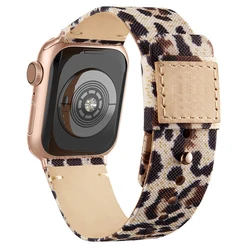 Canvas fabric leather strap, compatible with Apple Watch Series 987654321 strap, canvas VS leather personality strap