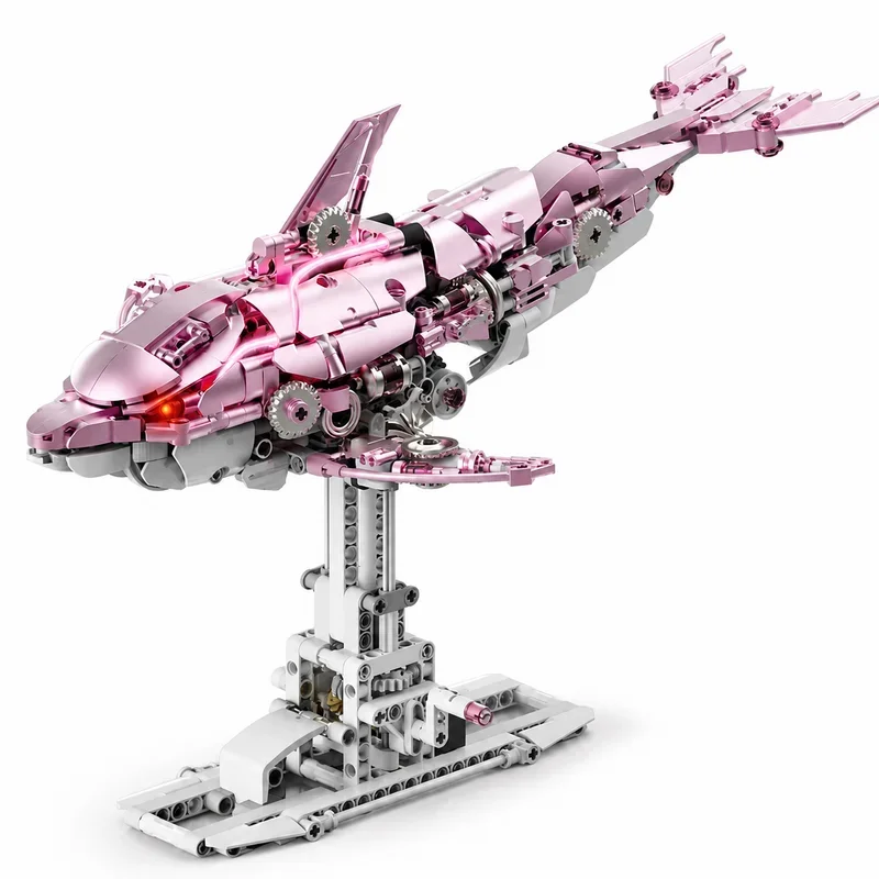 Creative Premium Mechanical Dolphin Futuristic Marine Animal Building Blocks Precision Gear Display Collectible Model Gift