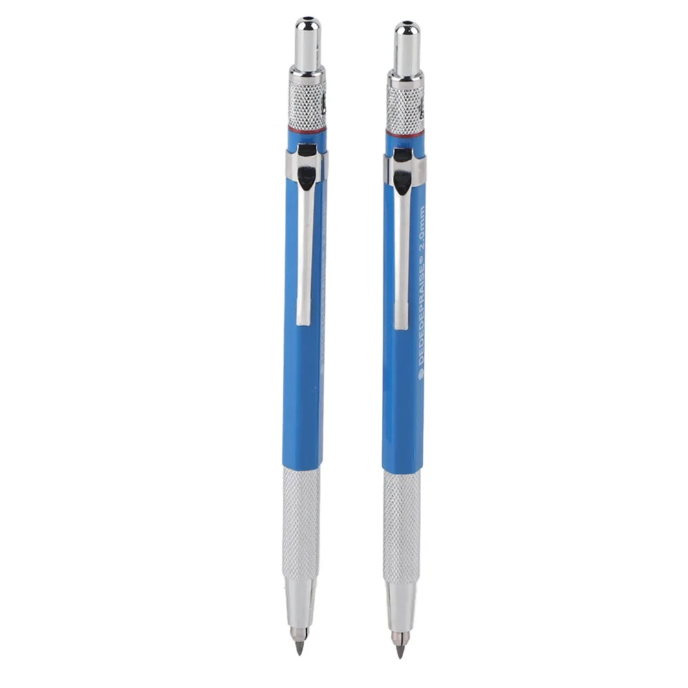 2PCS 6in 2.0mm Mechanical Pencil Smooth Grip Stable Lead Output Sketch Writing Pencil Solid Texture School Stationery Supply