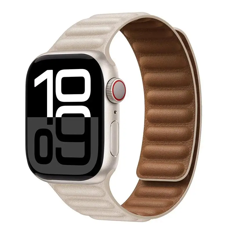 Lederarmband für Apple Watch 49mm 46mm 42mm 41mm Original Magnetisches Schlaufenarmband iWatch 12 11 10 9 8 7 SE Ultra 2 3 4