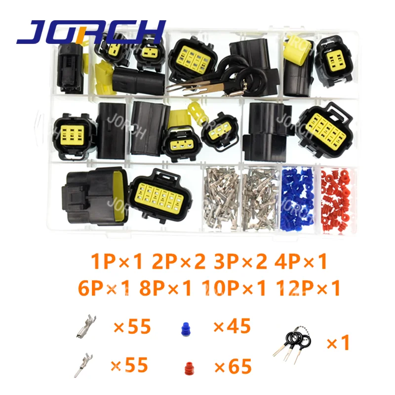 226 Pcs 1.8mm AMP Tyco Waterproof plug Electrical Wire Connector Sets Kits with Crimp Terminal and rubber seals