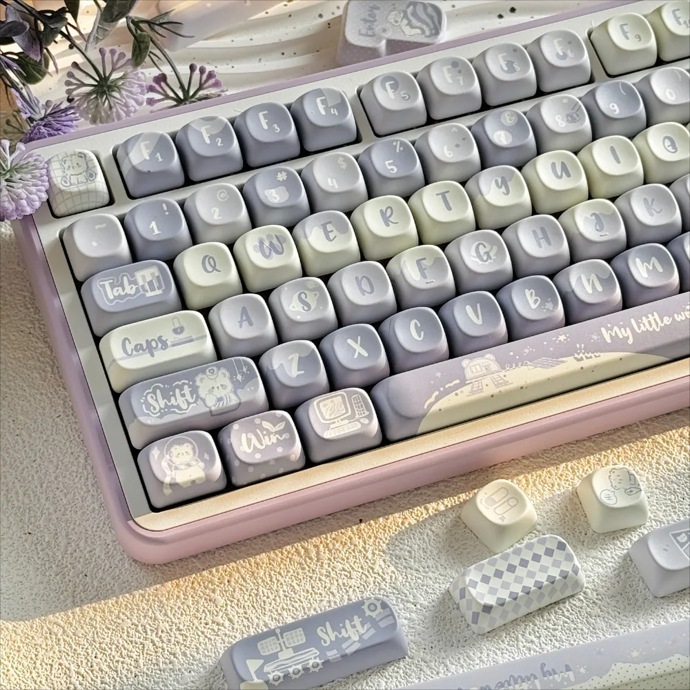 Small full set of MOA keycaps, upper star bear star, cute, suitable for mechanical keyboard kit cherry MX switch keycaps