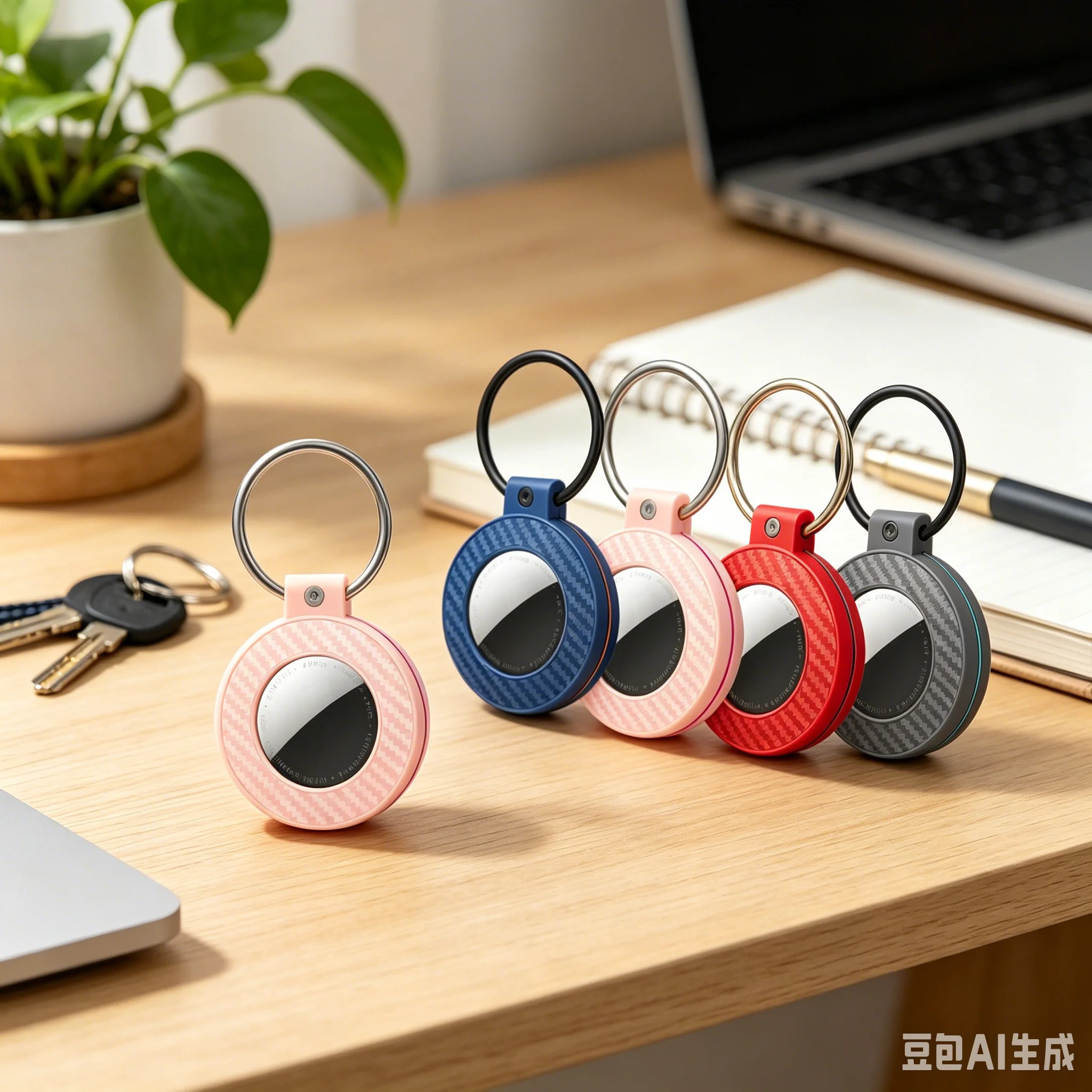 

4pcs Protective Case For AirTag With Secure Locking Clasp For Keys Dual-Color Carbon Fiber Pattern Safety Lock Buckle