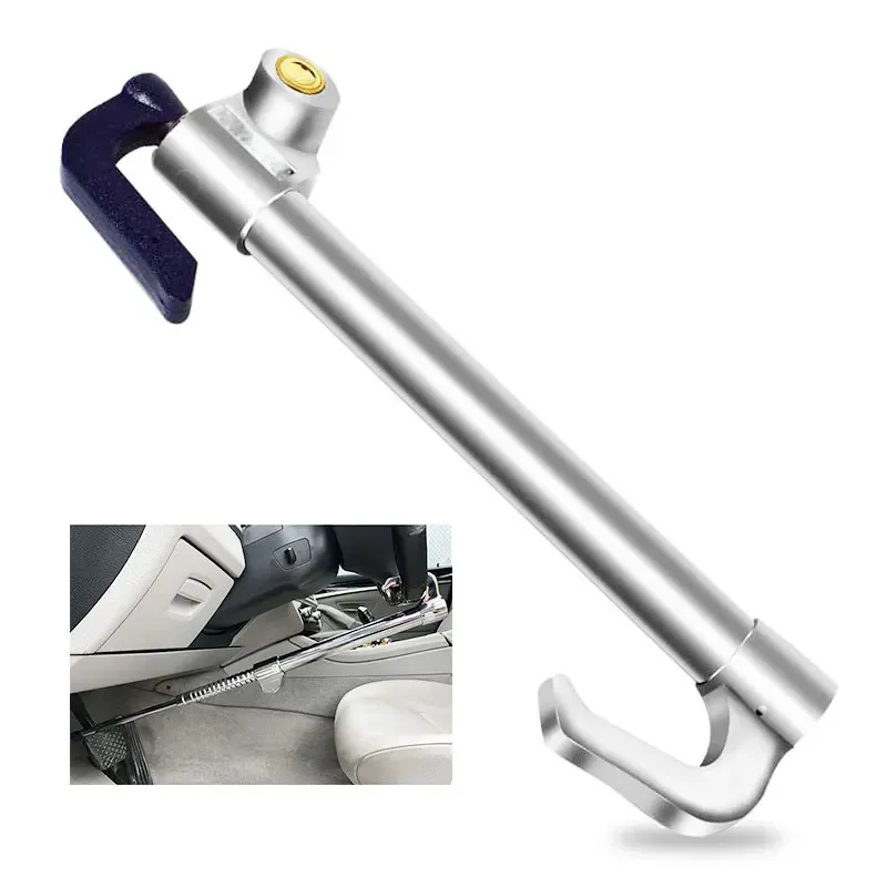Car Steering Wheel Anti-Theft Lock Brake Lock Retractable Double Hook Car Clutch Pedal Lock For Auto Car Truck SUV Van Security