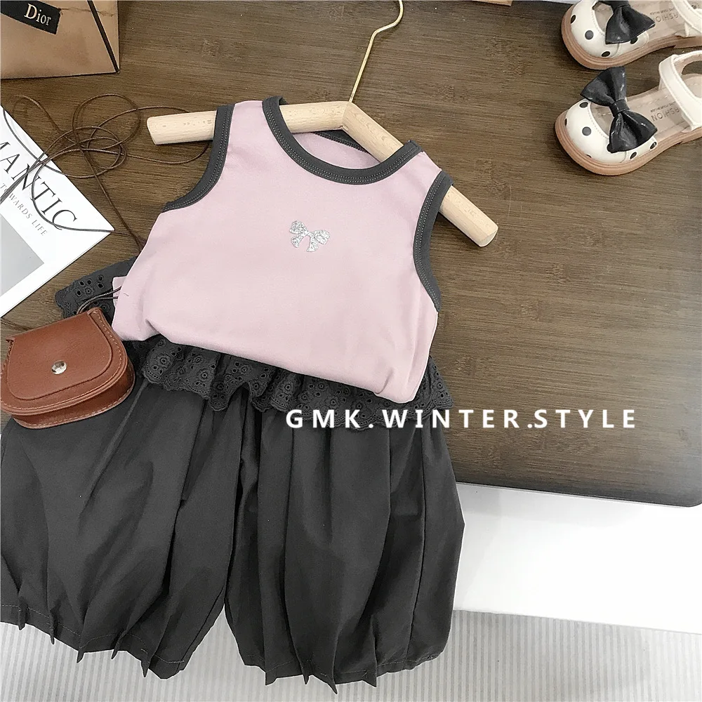 

Girls Mori Korean Version Vest Set Summer New Baby Girl Fashionable Casual Summer Two-piece Set Fashion