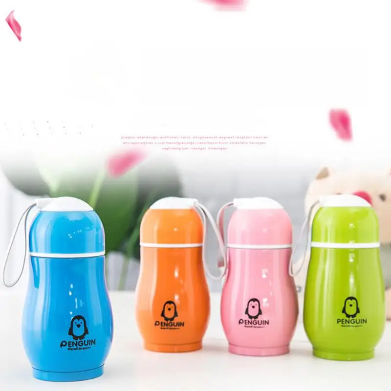 300ml Mini Penguin Thermos Cup Stainless Steel Creative Portable Insulation Thermos Water Bottle Leakproof Bottle