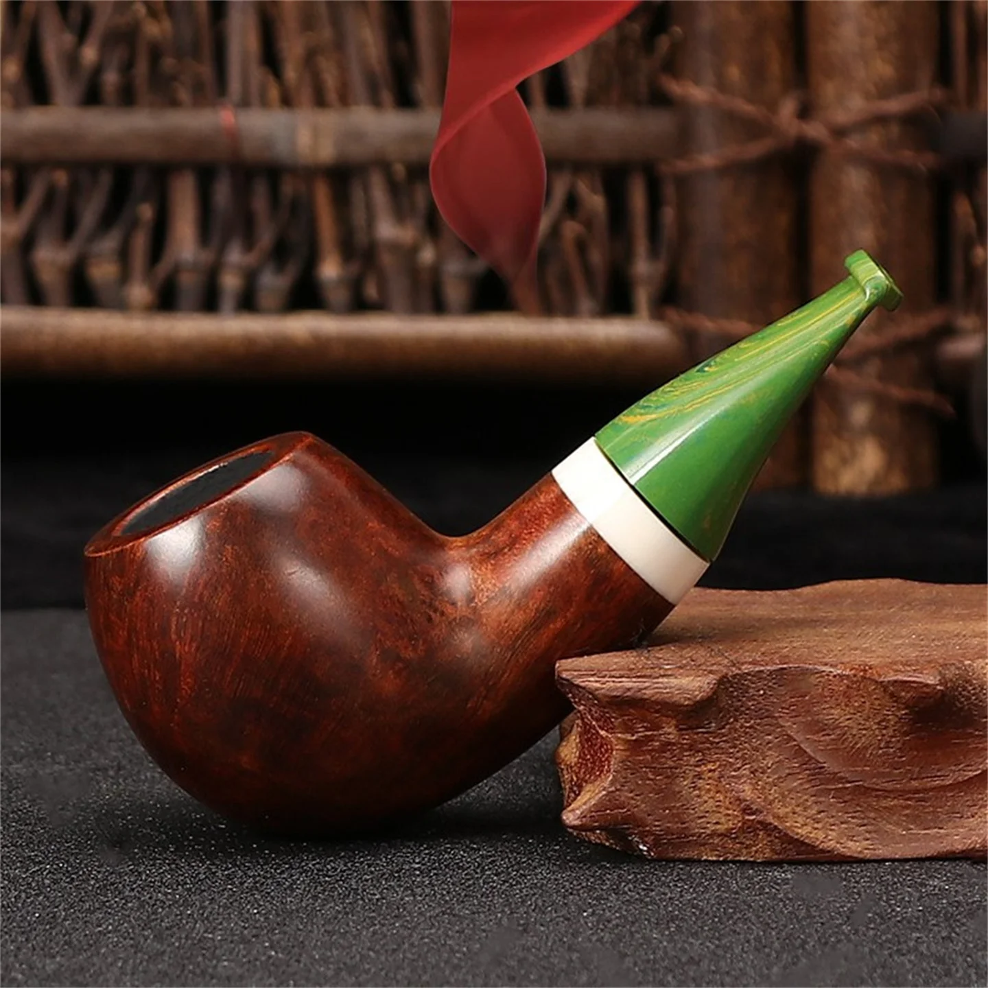 New 3mm Flue Stone Nan Wood Tobacco Pipe Retro Old Style Handmade Polished Old Style Stone Nan Wood Pipe