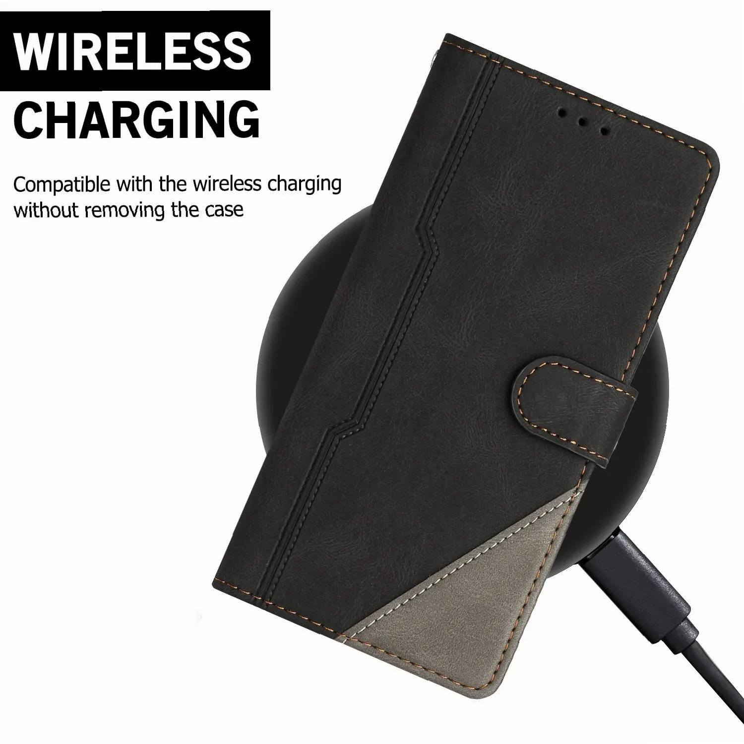 Wireless Leather Flip Case for Samsung for Galaxy Z Fold 7 6 5 4 3, 3-Card Wallet & Charging Cover