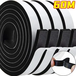 60/2m Foam Sealing Strips Door Window Weather Stripping Soundproof Windproof Dustproof Black Sealing Strip Self-Adhesive Tape