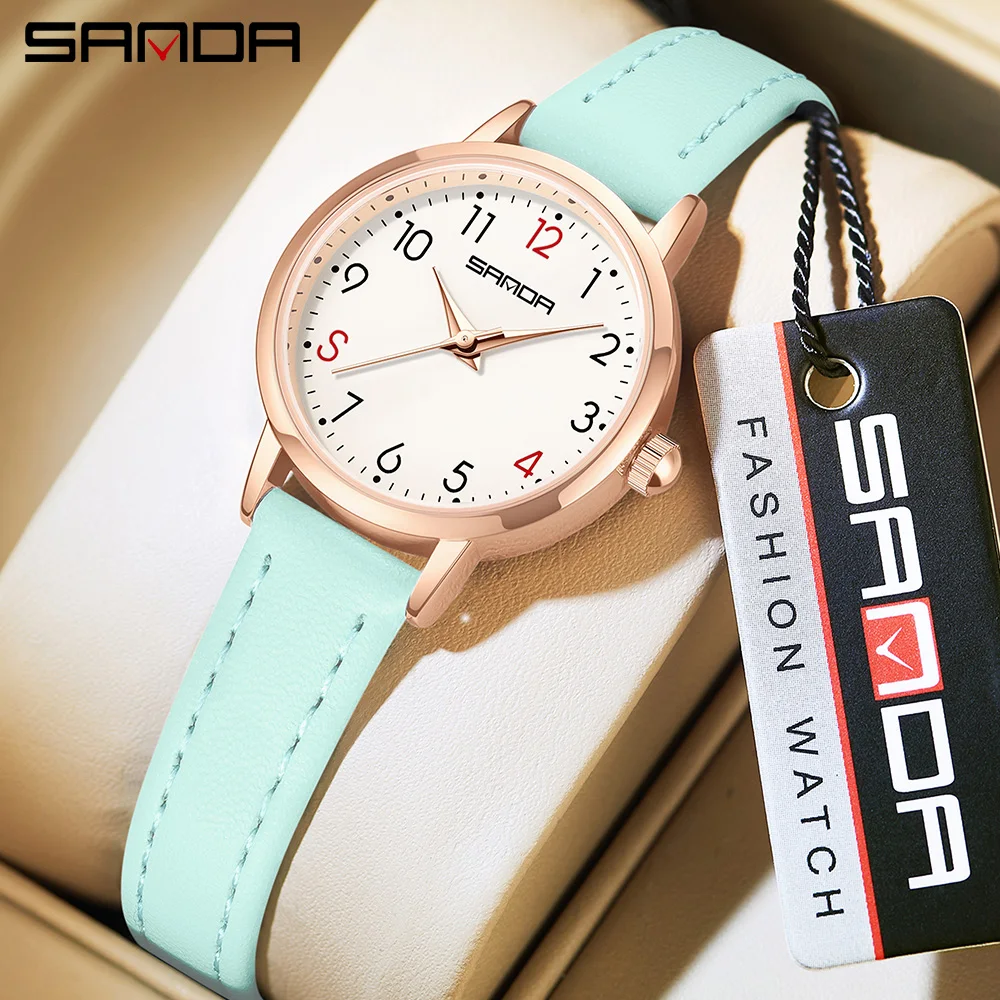 SANDA1172 New Fashionable 2026 Elegant Design Round Dial Waterproof Quartz Movement Business Women's Simulated Watch