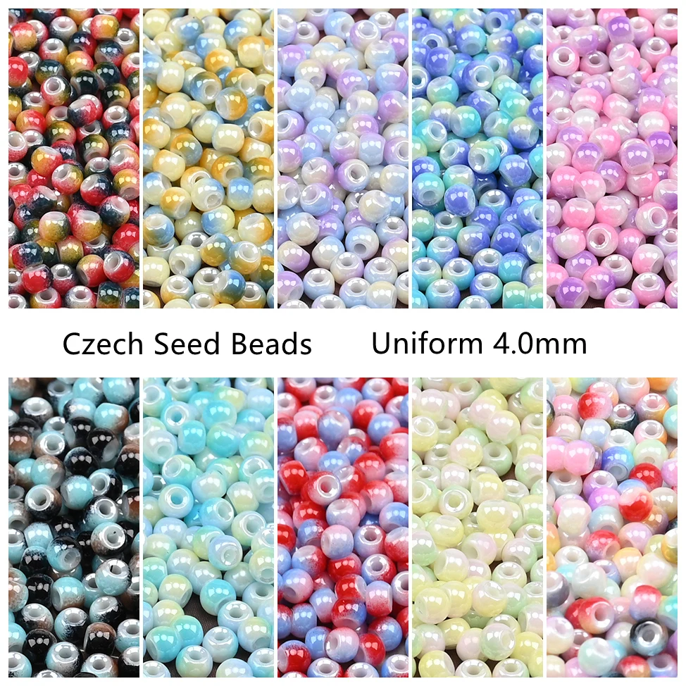 4,0 mm tschechische Glas-Rocailles, gleichmäßige Größe, dreifarbige Serie, runde Distanzperlen, Charm für DIY-Schmuckherstellungszubehör