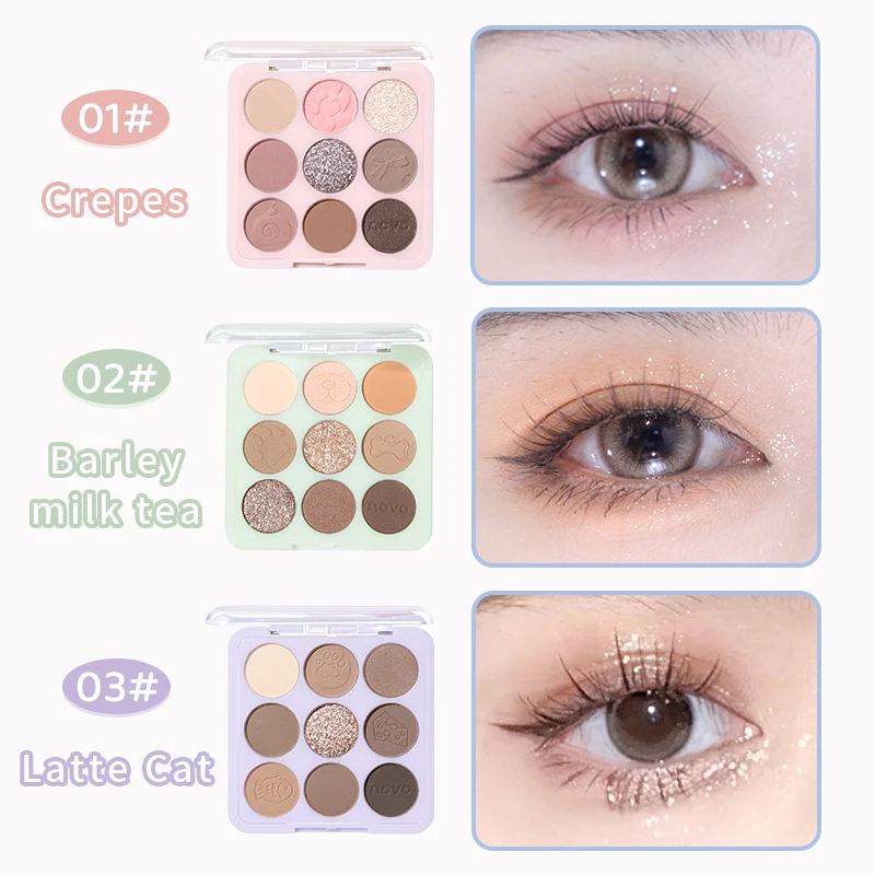 かわいい漫画アイシャドウパレットマットシマーナチュラルロングラスティング防水ブレンド可能 9 色高着色アイメイク
