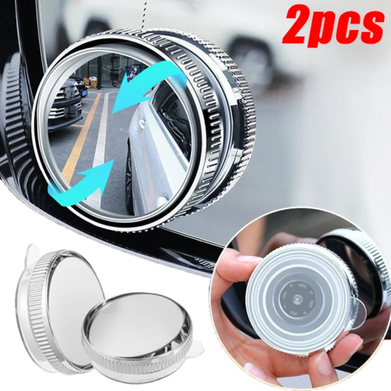 Upgraded Car Blind Spot Rear View Mirror Big Size Wide Angle Adjustable Round Mirror Suction Cup 360° Rotating Convex Mirror