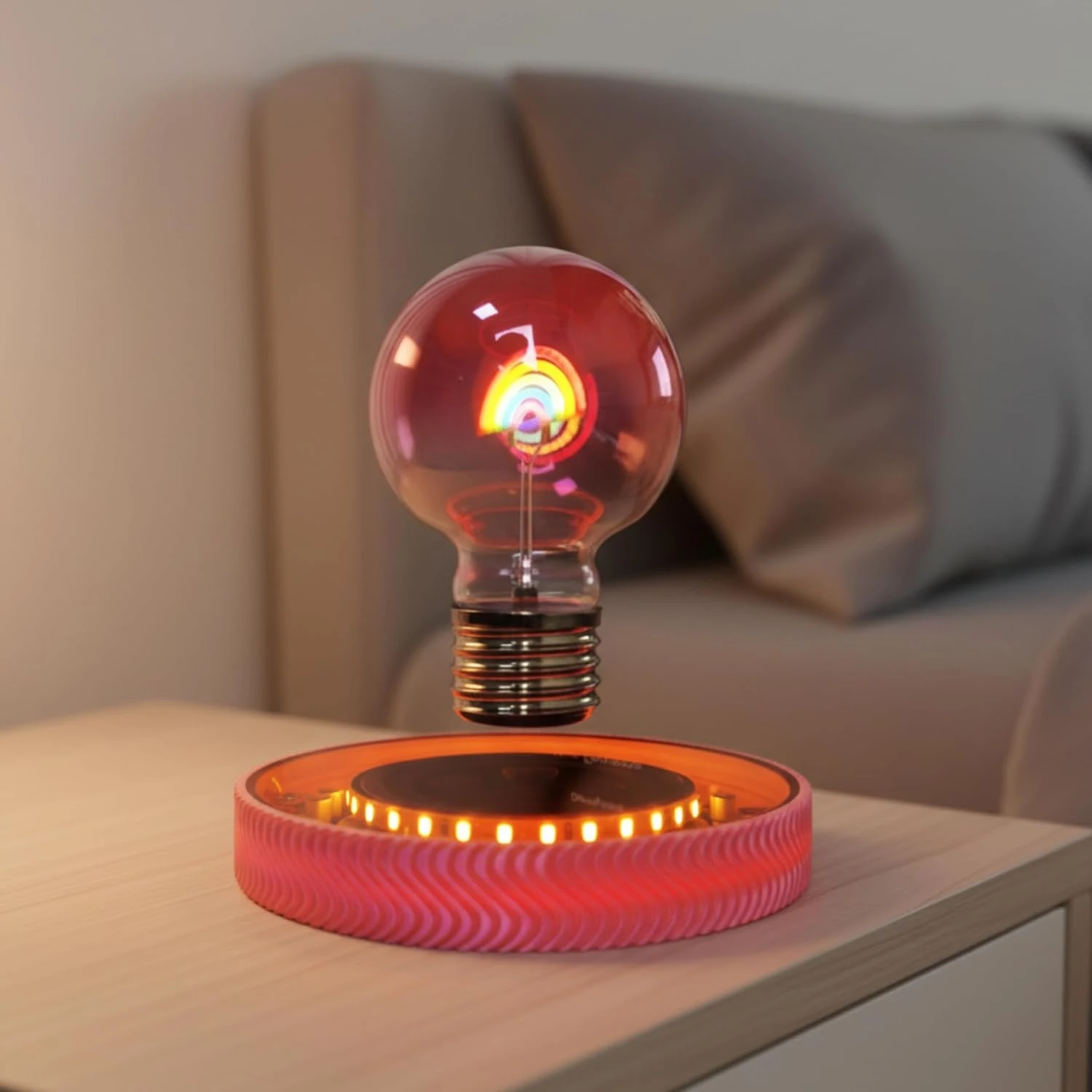 Schwebende Lampe Büro Zimmer Schreibtisch Deko Ornament Magnetische Ambientebeleuchtung Schwebende Regenbogen-Glühbirne Schreibtischlampe Einzigartige Geschenke – Detail 6
