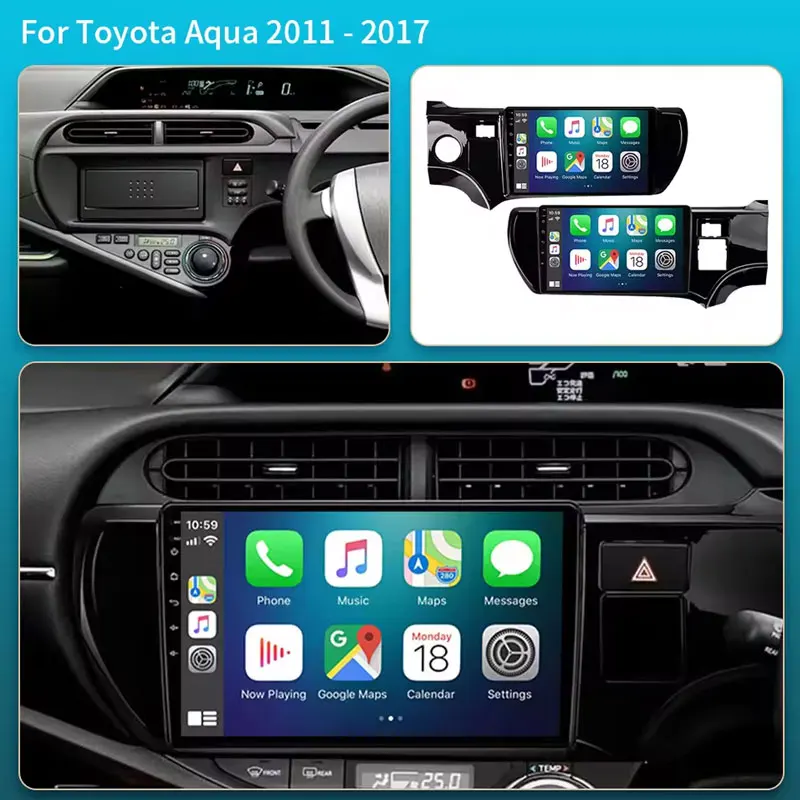 Car Radio Android 16 For Toyota Aqua LHD RHD 2011 - 2017 Carplay Auto WIFI+4G Multimedia Player Autoradio Stereo 2din Head Unit
