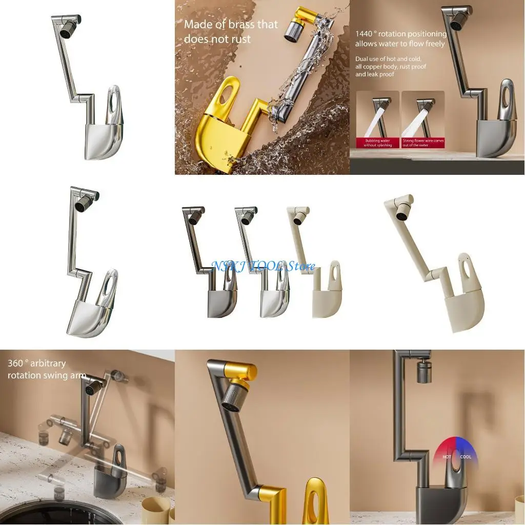 

L8RC Bathroom Faucet Brass Bathroom Sink Faucet 360 Rotation Water Tap Bathroom Accessories for Home & Hotel Vanity Sinks