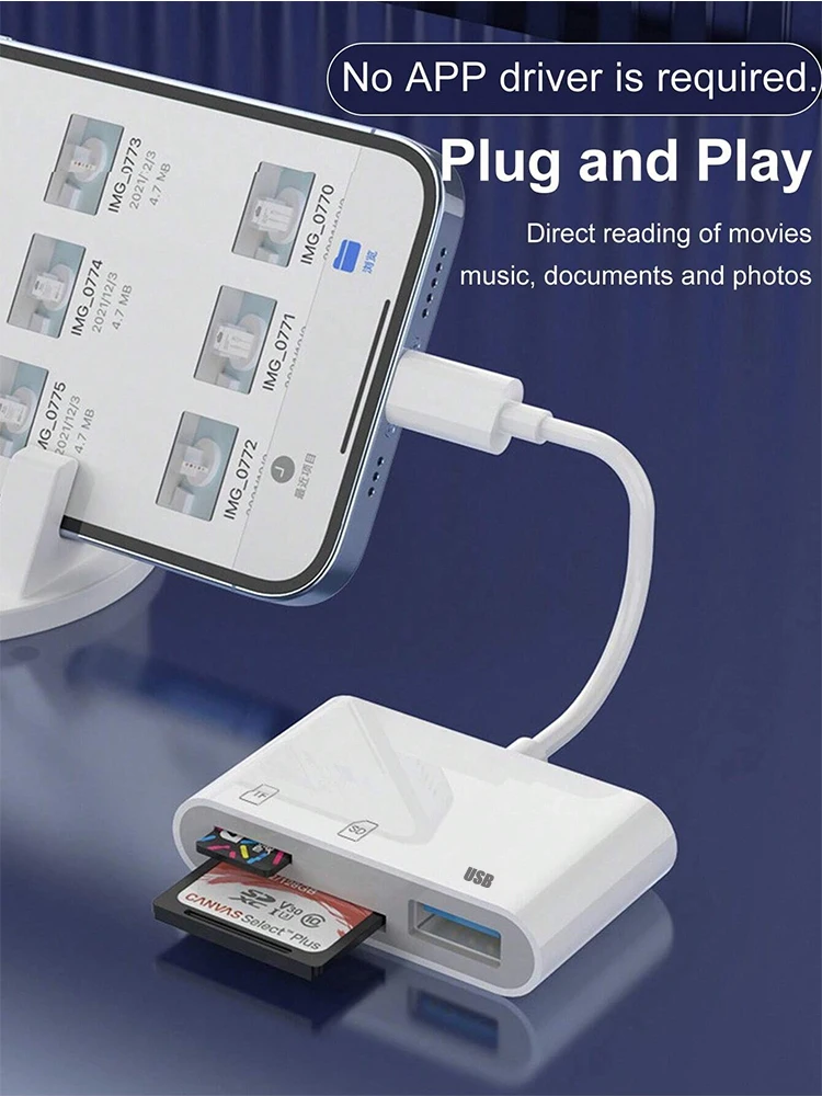 Lettore di schede OTG 3 in 1 Adattatore per scheda di memoria da Lightning a SD TF di tipo C per PC portatile Lettore di schede multi-intelligente iPhone Nessun APP richiede