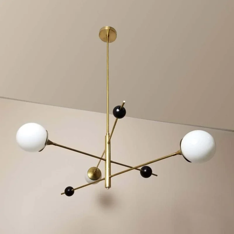 

Creative and Minimalist Glass Ball Iron Chandelier Living Room and Study Pendant Light Designer Restaurant Lighting Fixtures