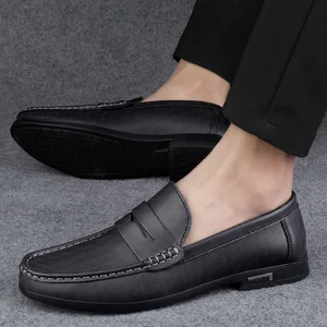 Leather Men shoes Footwear Slip on Office Man Formal Shoes outdoor Men Dress Shoes Breathable Driving Lazy Loafers Moccasins