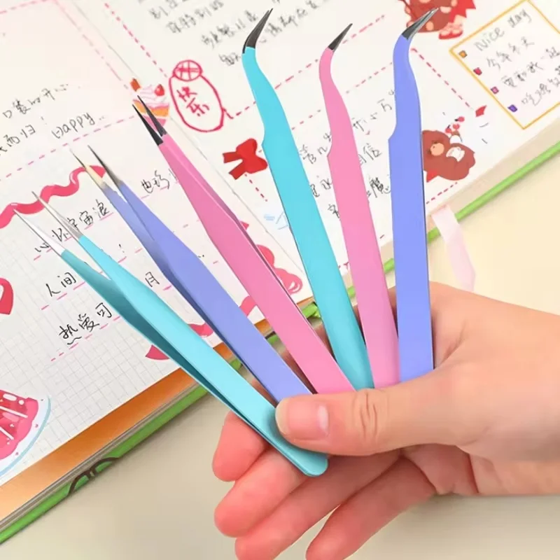 Macaroon Color Clip Stainless Steel Tweezer For Home Office School Travel Supplies Desk Use For School Office Desktop Supplies
