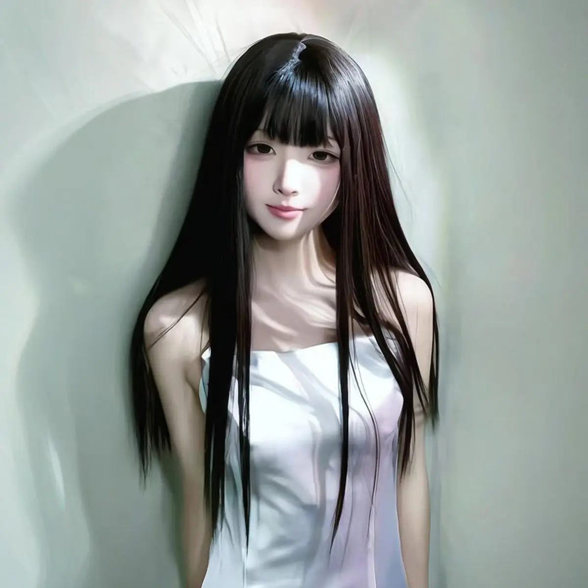 Peruka Cosplay Yu Nian'an Shi Ri Zhong Yan, czarna, długa, prosta z grzywką, peruka na całą głowę