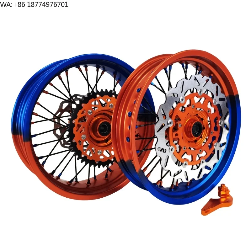 

Новые 17-дюймовые колеса для супермото, комплект дисков, двухцветные, подходят для EXC SXF, возможна индивидуальная окраска