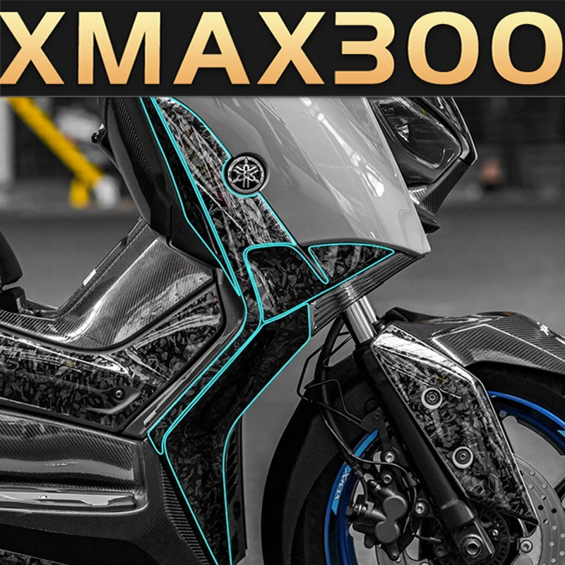 For Yamaha XMAX300 XMAX 300 Xmax 300 Carbon Fiber Fuel Tank Cover Waterproof Sticker Decoration Protector Decal Accessories