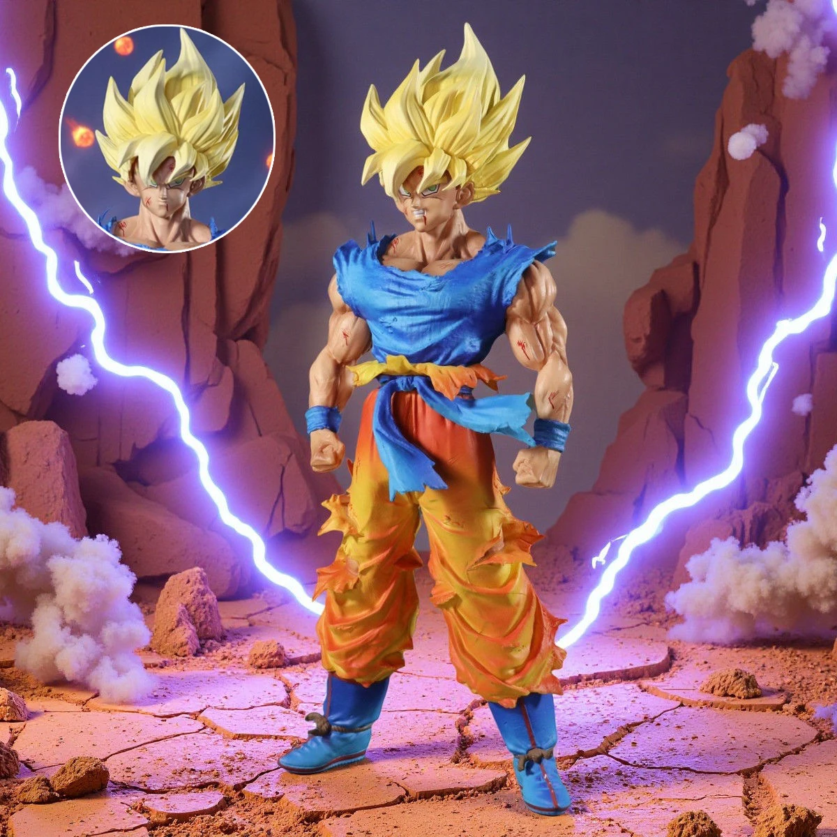 

Dragon Ball Super Saiyan Son Goku Action Figures Goku Double Head Sculpture Standing Pose Pvc Statue Collection Model Toys Gift