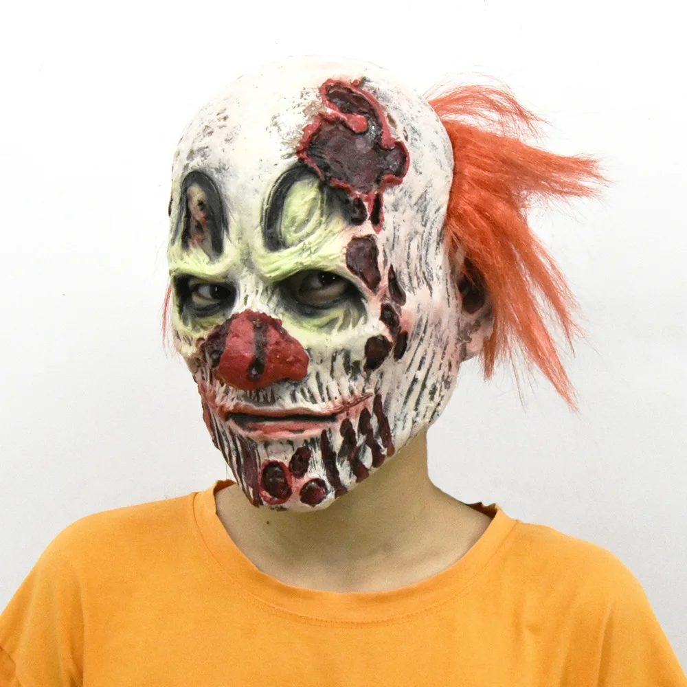Máscara de payaso de calavera zombi, Cosplay de terror, diablo, Joker, asesino, casco de látex, Halloween, Carnaval, fiesta de Purim, accesorios de disfraz