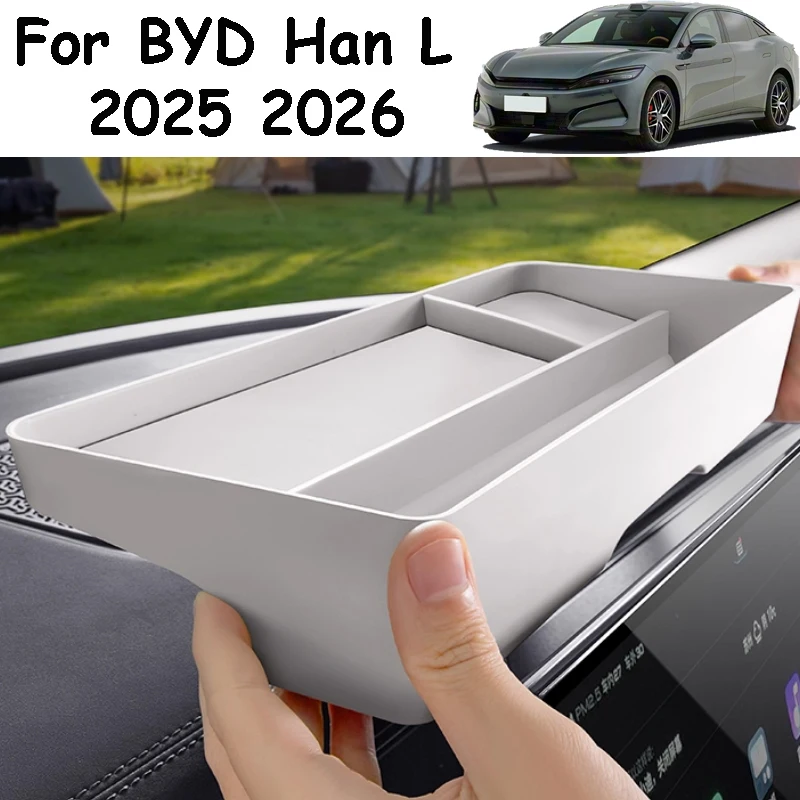 

For BYD Han L 2025 2026 Car Screen Rear Storage Box Central Control Protection Silent Storage Box Interior Tidy Accessories