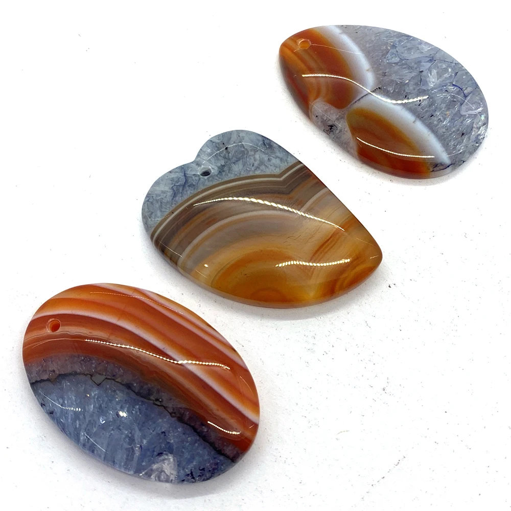 Natural Stone Geometric Water Drop Pendant Men and Women Rainbow Stone Agate Necklace Fashion Jewelry DIY Accessories Key Chain